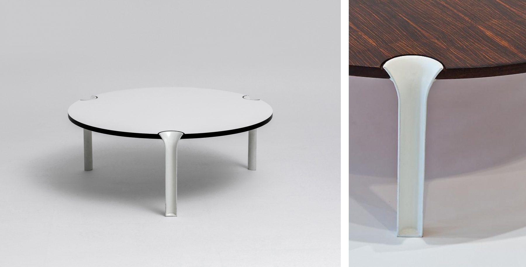 Program T.R Low table, 1972; Formica, white lacquered cast aluminum.
INQUIRE&nbsp;Andr&eacute; Monpoix ​Low Table, 1972